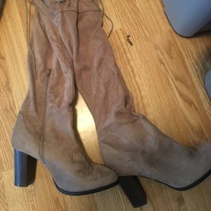 Tan thigh high boots
